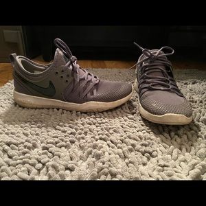 Nike training shoes, gray, size 8